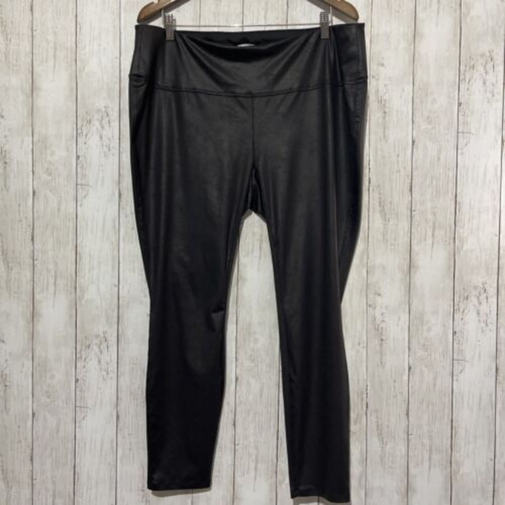 Ophelia Roe Womens Black Faux Leather Leggings Pants Size 2X